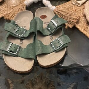 Birkenstock Green Sandals with Suede Straps and Anatomical Footbed